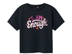 Name It t-shirt dark sapphire med print- I am enough og glimmer